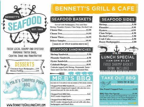 Bennetts Grill and Cafe Menu