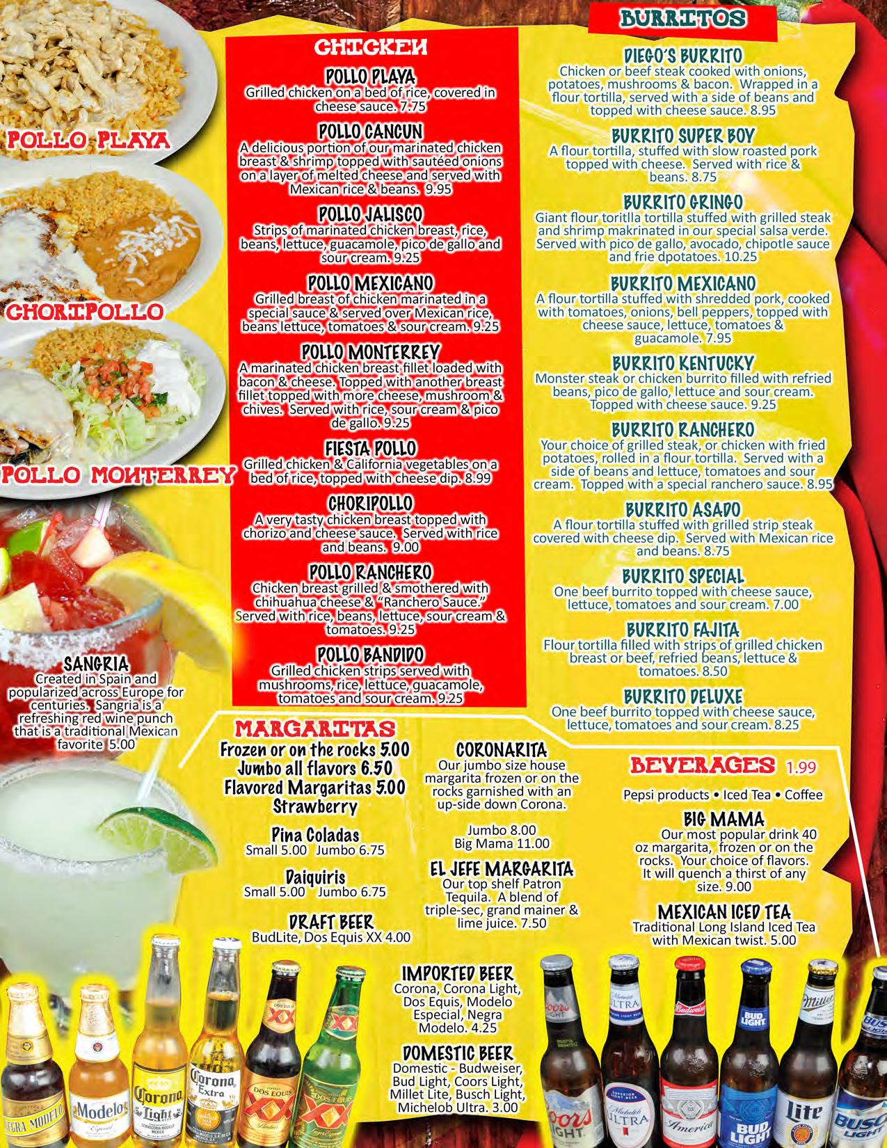 El Mexicano Mexican Grill Menu