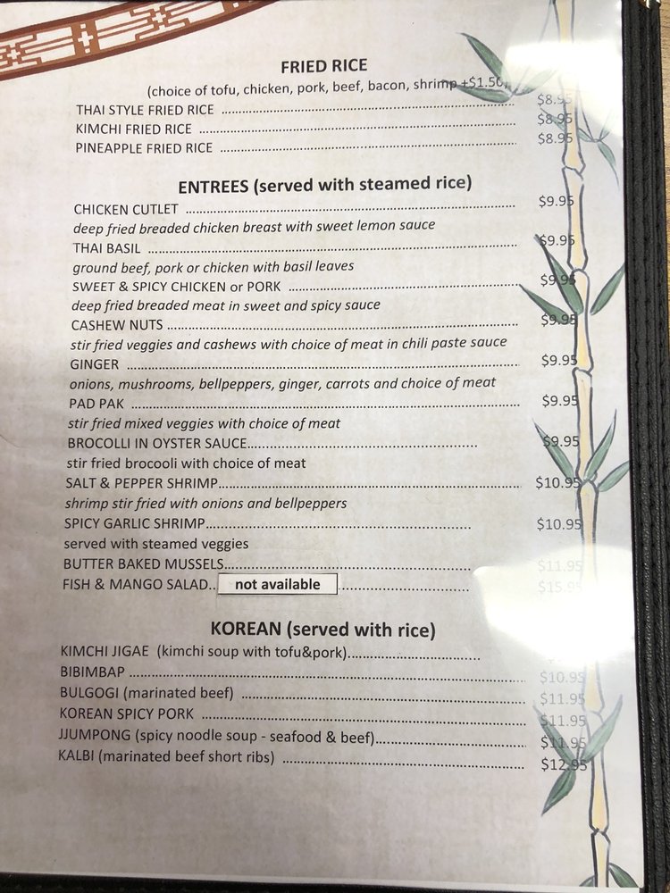Fortune Korean & Thai Cuisine Menu
