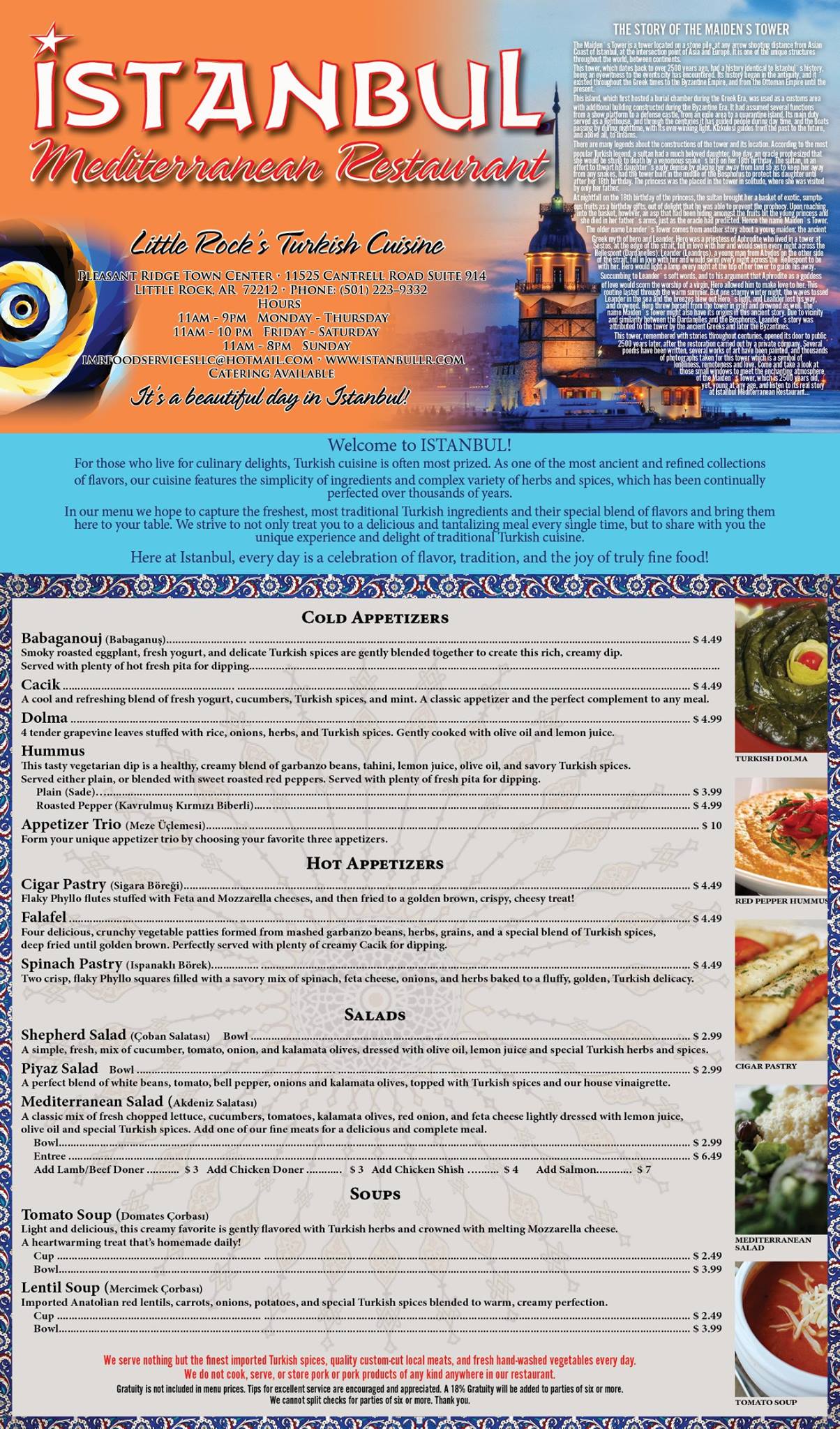 Istanbul Mediterranean Restaurant Menu