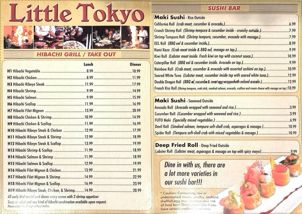 Little Tokyo Cafe Menu