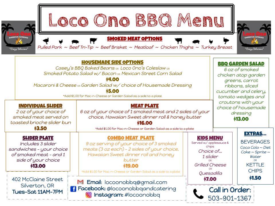 Loco Ono - BBQ and Catering Menu