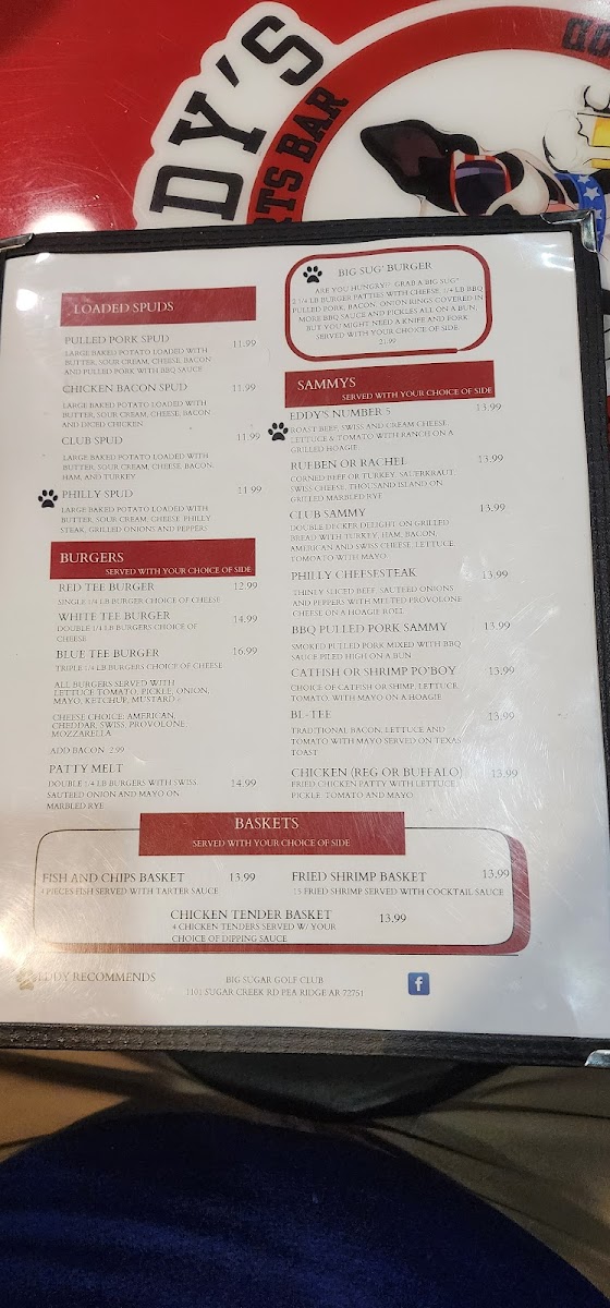 Eddy's Sports Bar Eddy's Sports Bar General Menu - Bars Menu in Pea Ridge, AR
