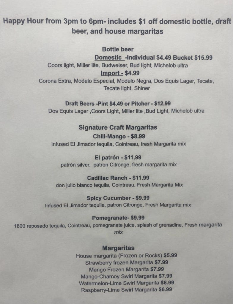 Leal's Mexican Restaurant Leal's Mexican Restaurant Drinks Menu - Mexican Menu in Plainview, TX